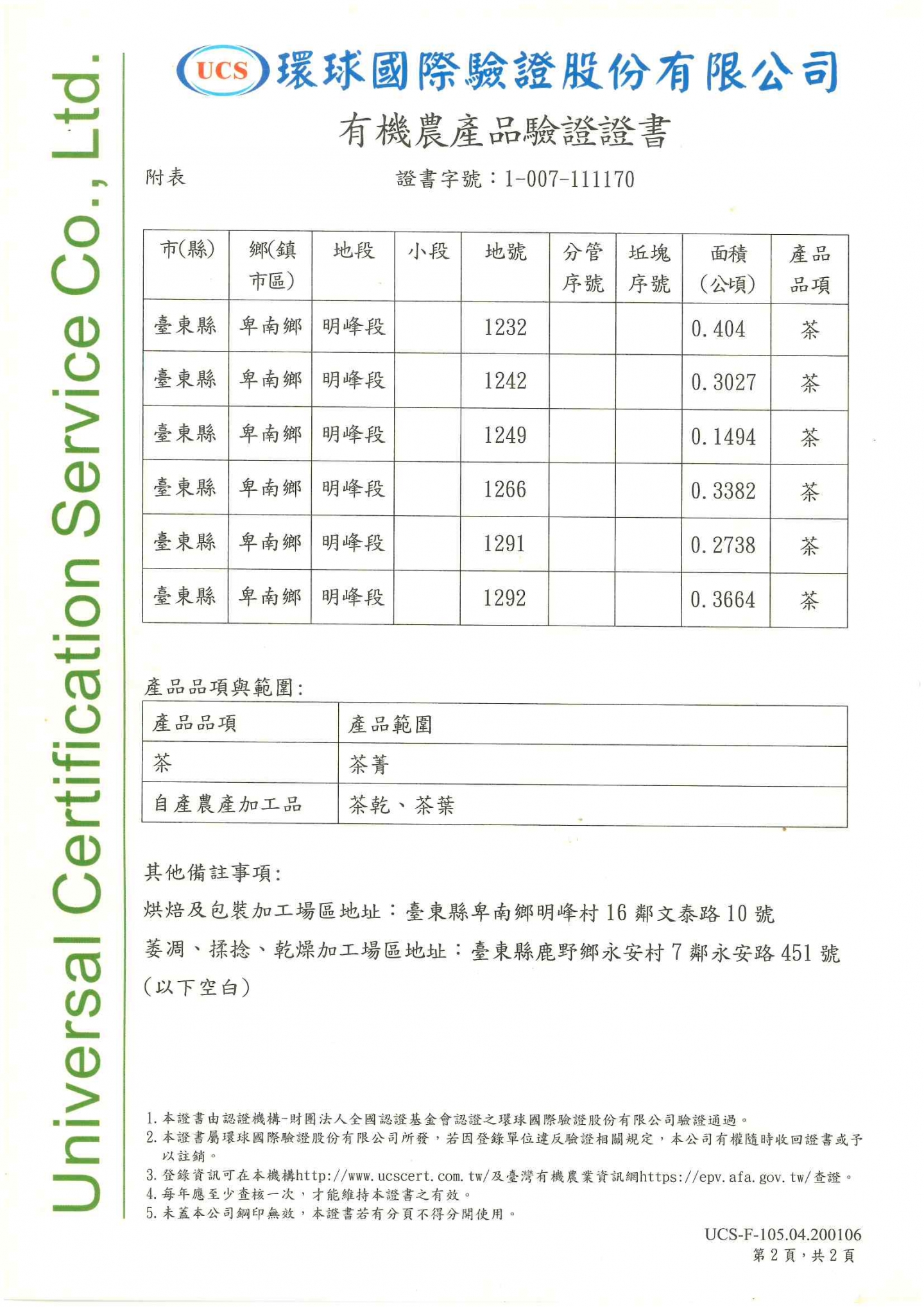 UCS環球國際有機農產品驗證
